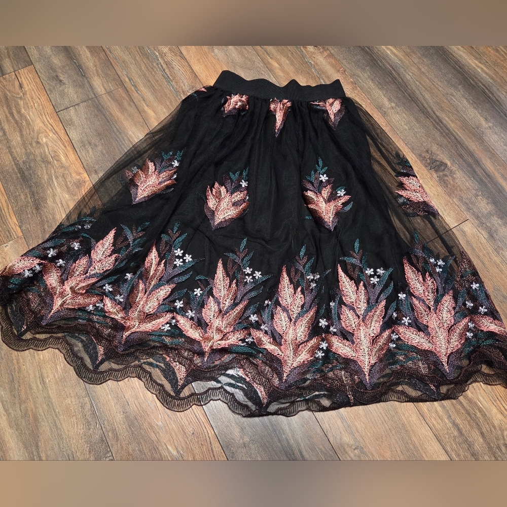 Sheer Lined Floral Embroidered Skirt Cute Western Fairycore Vibes